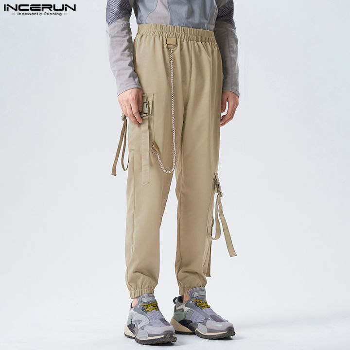 กางเกงเอวยางยืดชาย-incerun-กางเกงคาร์โก้หลวมลำลองสำหรับวิ่ง-ลดล้างสต๊อก