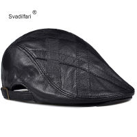 Womens Men‘s Winter 100 High Quality Genuine Leather Hat First Layer Sheep Skin Berets Leisure Warm Tongue Cap Snapback