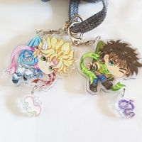 20PcsLot JoJo Bizarre Adventure Anime Keychain Kujo Jotaro Cute Figure Acrylic Keyring For Fans Cosplay Props Jewelry Wholesale