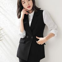 เสื้อกั๊กสำหรับผู้หญิงเสื้อแจ็คเก็ตแขนกุดหญิงขนาดบวกสไตล์เกาหลีเสื้อสุภาพสตรีบางสูทเสื้อกั๊ก
