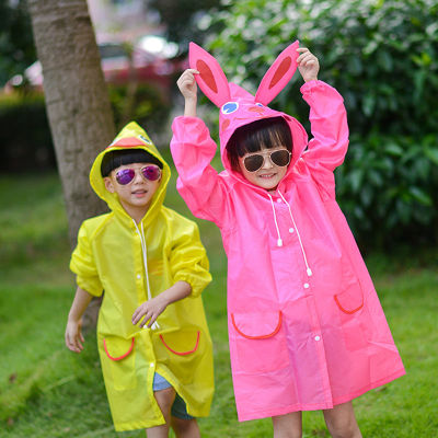 Onesunnys เสื้อกันฝนลายการ์ตูนสำหรับเด็ก เสื้อกันฝน กันฝนได้ดี สวมใส่และพับเก็บง่าย แห้งเร็ว เสื้อกันฝนมีฮู้ด เป็ดน้อยสีเหลือง กระต่าย