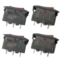 4 pcs Manual 15A Red Light Black Housing Overload Protection Rocker Switch Snap In Kuoyuh 94N Series Circuit Breaker