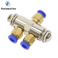 Exhaust valve 2 Position 5 Way M5 Thread Double head Push button Switch TAC2-4PP Air Pneumatic Mechanical Valve w Fiittings