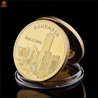 2001.9.11 World Trade Center Building Terrorist Attack History Review Gold Military Disaster Challenge Collectible Coin