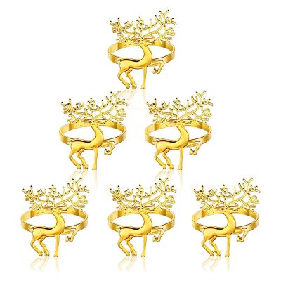 6 Pcs Deer Napkin Rings,Napkin Ring for Christmas,Holiday Parties, Dinner Parties,Dining Table Decoration Supplies