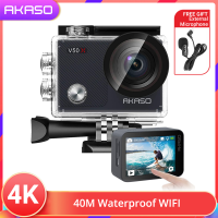 [Free Mic ]AKASO V50Xพื้นเมือง4K30fps WiFiกล้องแอคชั่นแคมเมราพร้อมEISหน้าจอสัมผัส4Xซูม131ฟุตกล้องกันน้ำรีโมทคอนโทรลกีฬากล้องอุปกรณ์หมวกกันน็อกชุด