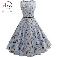 ZZOOI Women Summer Dress Floral Print Retro Vintage 1950s 60s Casual Party Office Robe Rockabilly Dresses Plus Size Vestido Mujer