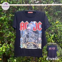 เสื้อยืดคอกลมแขนสั้น สกรีนหน้าหลัง AC/DC รถไฟ ผ้า TK ไม่ยับง่าย ใส่ได้ทั้งชายและหญิง เนื้อผ้าใส่สบาย