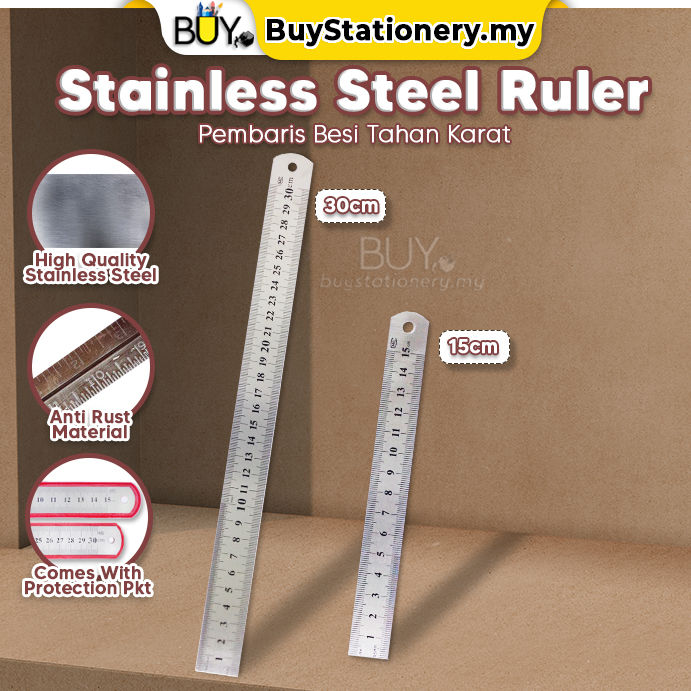 Stainless Steel Ruler 15cm 6 inch / 30cm 12 inch -(PCS) Long Metal ...