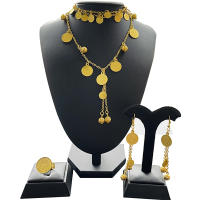 Dubai Jewelry sets for women gold color necklace African Indian wedding bridal gifts ring Necklace earrings Party jewellery set