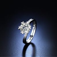 【MGCOD】925 Silver 1.2Ct Round Cut Diamond Ring Sparkling Rose Flower Natural Gemstone White Sapphire Birthstone Rings
