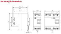 รางเบรกเกอร์แม่เหล็กไฟฟ้าประเภท RCD ELCB RCCB ราง25A 40A แบบแม่เหล็กไฟฟ้าประเภท RCD 63A ได้รับการรับรอง CE CB