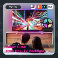 ▨﹍❦ MOES Wifi Smart Ambient Lighting TV Backlight HDMI 2.0 Device Sync Box Led Strip Lights Kit Alexa Voice Google Assistant Control