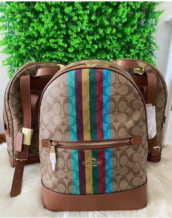 Authentic Coach C5795 Kenley Backpack in Signature Canvas with Stripe