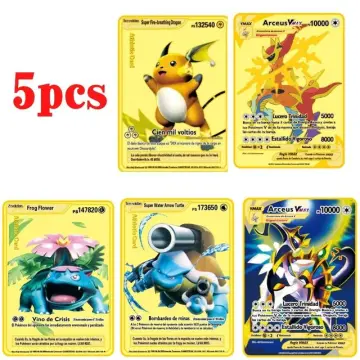 Spanish Pokémon Cards Metal Pokemon Letters Spanish Pokemon Iron Cards  Mewtwo Pikachu Gx Charizard Vmax Cartas