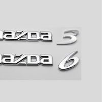 1ชิ้นหมายเลขตัวอักษรโครเมี่ยมสีเงิน3D สำหรับ Mazda 3 6สติกเกอร์ติดฉลากท้ายรถสติกเกอร์รูปลอกติดป้ายโลโก้อุปกรณ์เสริมรถยนต์สัญลักษณ์