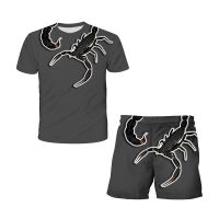 Boys T-shirts Shorts Suits Halloween Super Cool Scorpion Graphic 3D Printed Top Shorts 2Pcs Sets For Kids Boys Clothing Pants