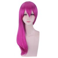 หมวกแก๊ป Evelynn LOL วิกผมสังเคราะห์สีแดงดอกกุหลาบขนาด55ซม. คอสเพลย์ยาว + ผม