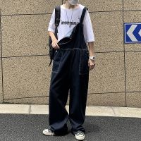 Spring Autumn Mens Denim Overalls Trousers Fashion Loose Casual High Street Wide-leg Long Pants Jumpsuit Male Clothes