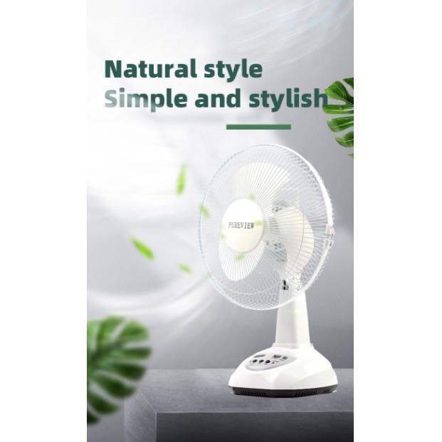 rechargeable electric fan 12 inch with solar panel 9V 10W led light