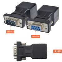 2ชิ้นตัวแปลง Rs232 Db9ตัวเมีย/ตัวผู้ต่อ Rj45ตัวแปลงเครือข่ายพอร์ต Com ไปยัง Cat5e/6พอร์ตอิเทอร์เน็ตแลน