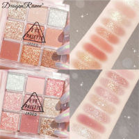 DragonRanee Pearlescent Matte Eyeshadow Palette 9สีกลิตเตอร์อายแชโดว์สีนู้ดธรรมชาติแต่งหน้าติดทนนาน