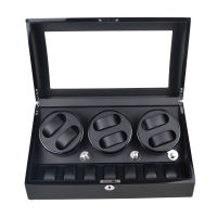 Lunping Watch Winder กล่องหมุนนาฬิกา ออโตเมติก แบบอโตเมติก 6 เรือน ควอตซ์ 7 เรือน สีดำ/ดำ (มีรับประกัน)