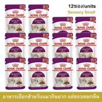 อาหารแมวเปียก Royal Canin Sensory Smell Wetอาหารแมวกินยาก ชิ้นเนื้อในซอสเกรวี่ สำหรับแมวโตอายุ 1 ปีขึ้นไป 85กรัม [x12]