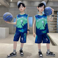 Xiaozhima Toddler Baby Kids Sports Jersey Sets Fashion Pattern Print Sleeveless Quick Drying Tops Tshirt Tees and Shorts Basketball Clothing Sets For 1-12 Years