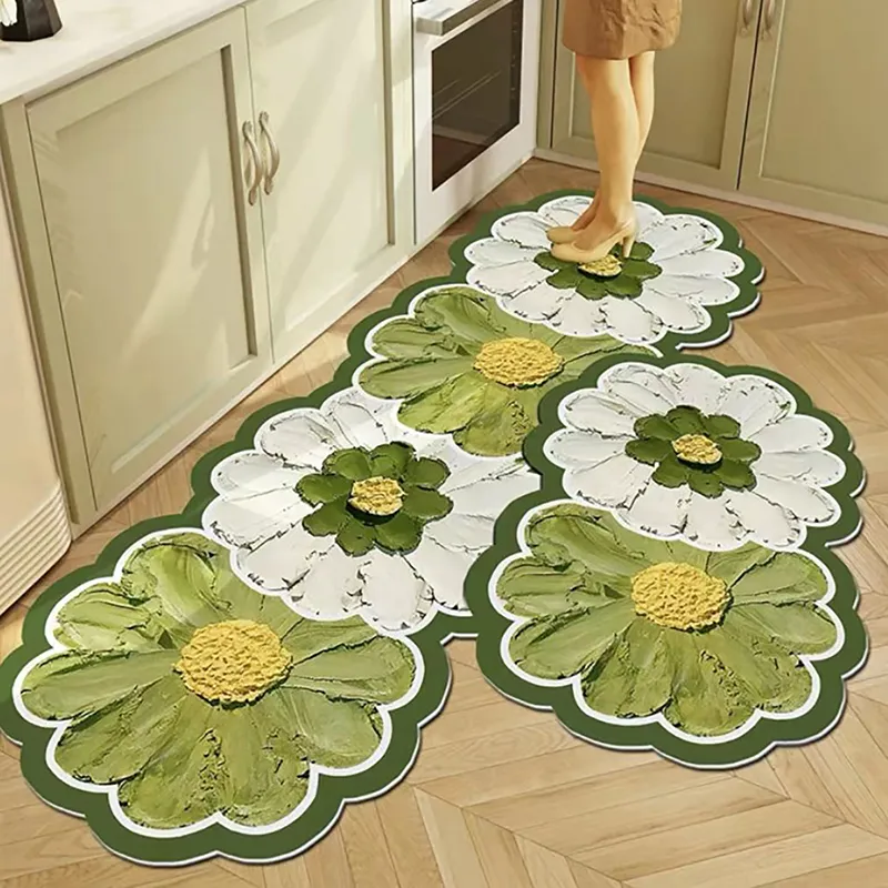 1PC Patterned Tiles Kitchen Drain Pad Dish Drainer Mat Absorbent