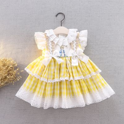 Kids Spanish Dress Baby Girls Lolita Princess Ball Gown Infant Easter Birthday Party Vestidos Girl Rabbit Embroidery Dresses