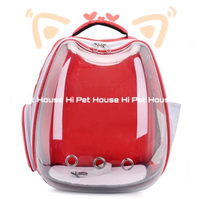 MILLY HOUSE♥ กระเป๋าสะพายโปร่งใสแมวและสุนัข, กระเป๋าสะพายแมว, กระเป๋าสะพายแมวรูปร่างสัตว์เลี้ยงแมวหู สีแดง Pet Backpack RED