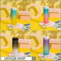 UEVOQB SHOP 600มล. ถ้วยน้ำน้ำ จุได้มาก สีไล่ระดับสี ถ้วยพลาสติกยิม แฟชั่นสำหรับผู้หญิง ใช้ซ้ำได้ ขวดน้ำกีฬา กิจกรรมกลางแจ้งกลางแจ้ง