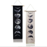 Cotton Linen Moon Phase Tapestry Wall Hanging Wall Art Decorations for Living Room Bedroom Black and White Wall Art Tapestry