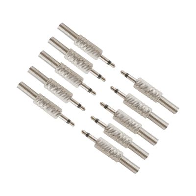 10Pcs Metal 3.5 mm Audio Mono Plug Connector with Spring Tail 3.5mm 2 Pole Headphone Jack Plug Solder Connector