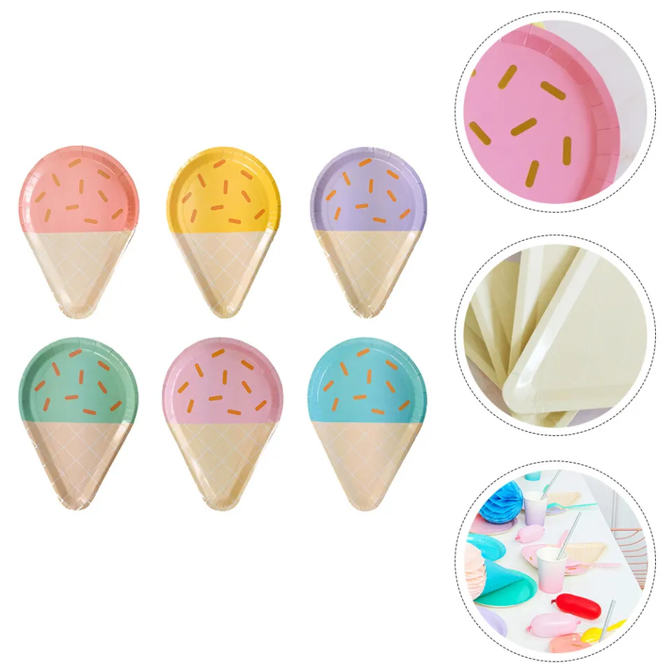 48 Pezzi Puntelli Gelato Stoviglie Decorazione Di Compleanno Stoviglie Usa  E Getta Stoviglie Di Carta Piatti Per Feste Bambini