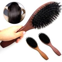 【CW】 Boar Bristle Hairbrush Massage Comb Anti-static Hair Scalp Paddle Beech Handle Styling