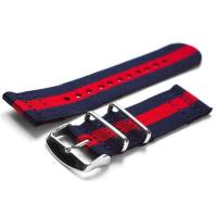 สายนาฬิกา สายนาโต้ 18mm แบบ 2 ชิ้น สีน้ำเงินแดง OVERWRIST Two Piece Nato Strap Navy and Red 18mm