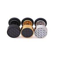 1 Pair Cool Stud Earrings Man Woman Round Insert Amazing Pattern Rock Fake Ear Plug