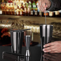 2 set Stainless Steel Boston Cocktail Shaker Bar Set Tools with 28Oz/20Oz Shaker Tins, Measuring Jigger, Mixing Spoon