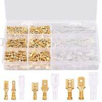 720 Pieces Gold 2.8/4.8/6.3mm Male and Female Spade Quick Connector Wire Crimp Terminal with Insulator Sleeve Combo Kit