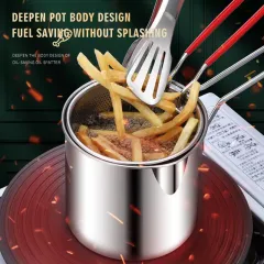 Japanese Stainless Steel Deep Frying Pot with a Thermometer and a Lid –  Noble Utensils-The Best for your Kitchen