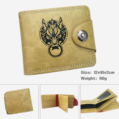 [ในสต็อก] Final Fantasy Men Women Kids Snap Button Wallet Game Peripheral Short Half-Fold Snap Wallet Embossed Pu Leather Wallet