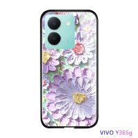 Volans เคสสำหรับ Vivo Y36 Y36 5G หรูหรา INS ลายดอกไม้กระจกเทมเปอร์ฝาหลังเคสมันวาวกันกระแทก