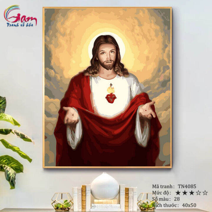 Tranh Tô Màu Theo Số Sơn Dầu Số Hoá Công Giáo Chúa Jesus Tn4085 | Lazada.Vn