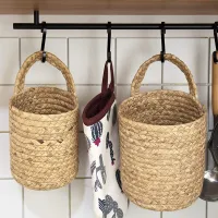 Hanging Storage Baskets Seagrass Woven Handmade Kitchen Tools Organizer Garden Planters Baskets Home Decor Flowers Pots