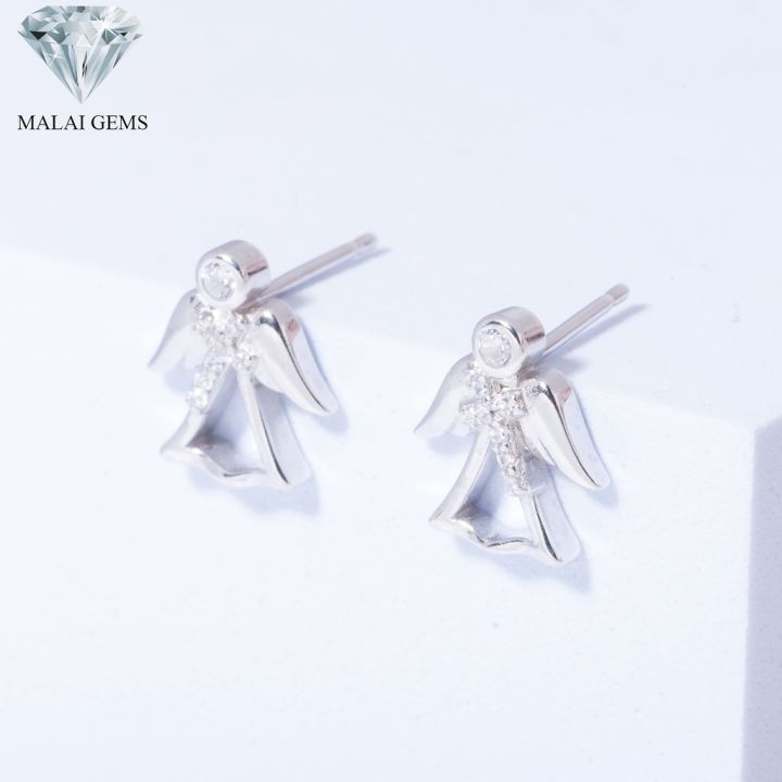 malai-gems-ต่างหูเพชร-เงินแท้-silver-925-เพชรสวิส-cz-เคลือบทองคำขาว-รุ่น-155-e18410-แถมกล่อง-ต่างหูcz-ต่างหูเงินแท้