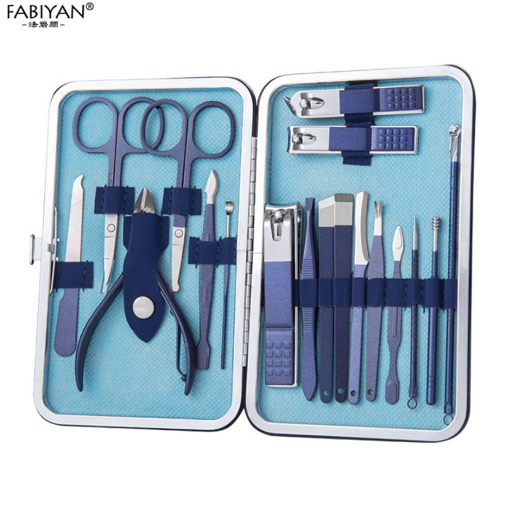 7/10/12/18Pcs/Set Royal Blue Stainless Steel Manicure Pedicure Tool ...