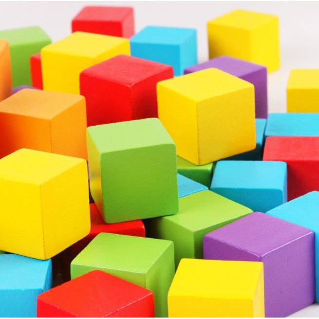 สีสันสวยงามสดใส-ของเล่น-ถูก-บล็อดไม้ลูกบาศก์-6-สี-100ชิ้น-ลูกเต๋าสี-พร้อมคู่มือการต่อ-ของเล่นเสริมทักษะ-kids-toy