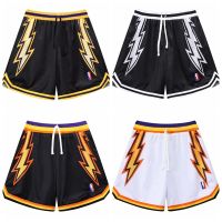 NBA Warriors Basketball Shorts Curry Ball American Training Pants Breathable Mesh Sports Boys With Pockets Loose Quarter Quick-Drying Fitness Running